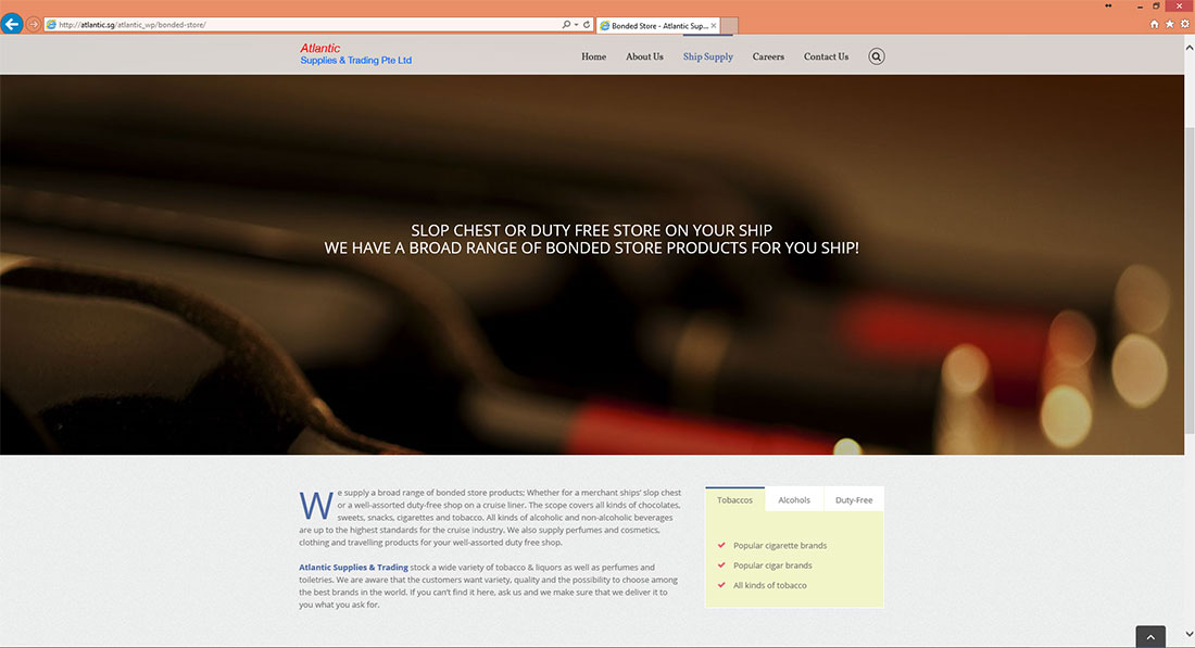 atlantic supplies and trading web design by ratherrandom bonded store preview
