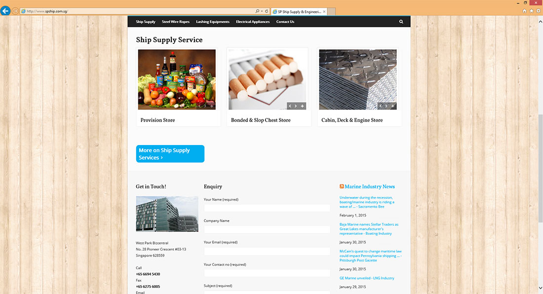 sp ship supply and engineering web design by ratherrandom homepage preview 2