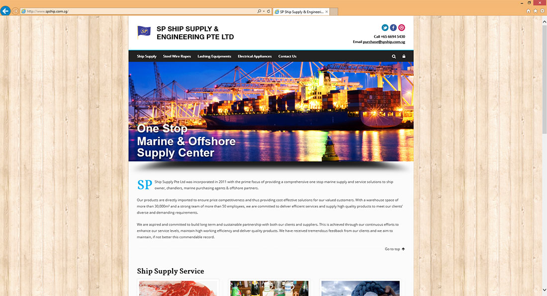 sp ship supply and engineering web design by ratherrandom homepage preview